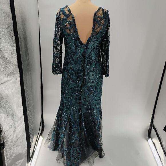 $1295 Rene Ruiz Collection Women's Green Floral Round Neck Gown Dress - Picture 12 of 16